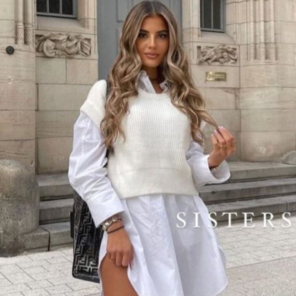 zara 5536/137/250 White Ribbed Knit Oversized Sweater L NEW - Picture 12 of 12